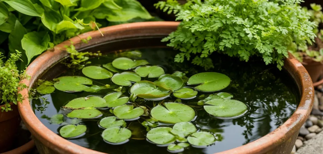 Мини-пруд в контейнере: какие растения посадить для идеального водоема 🌿💦