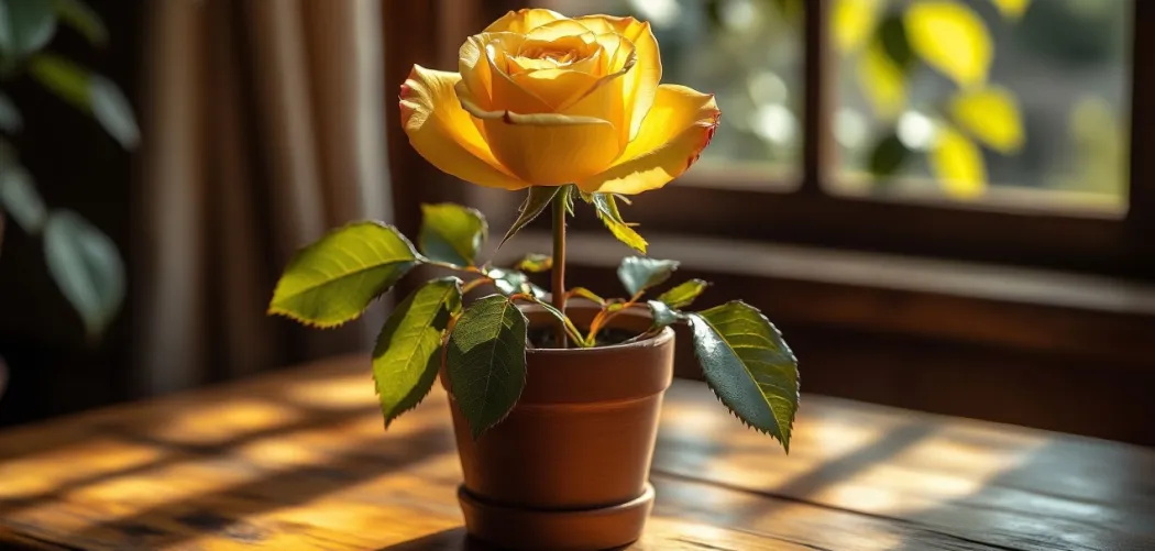 Почему у розы в горшке желтеют листья? 🌹🍃💛