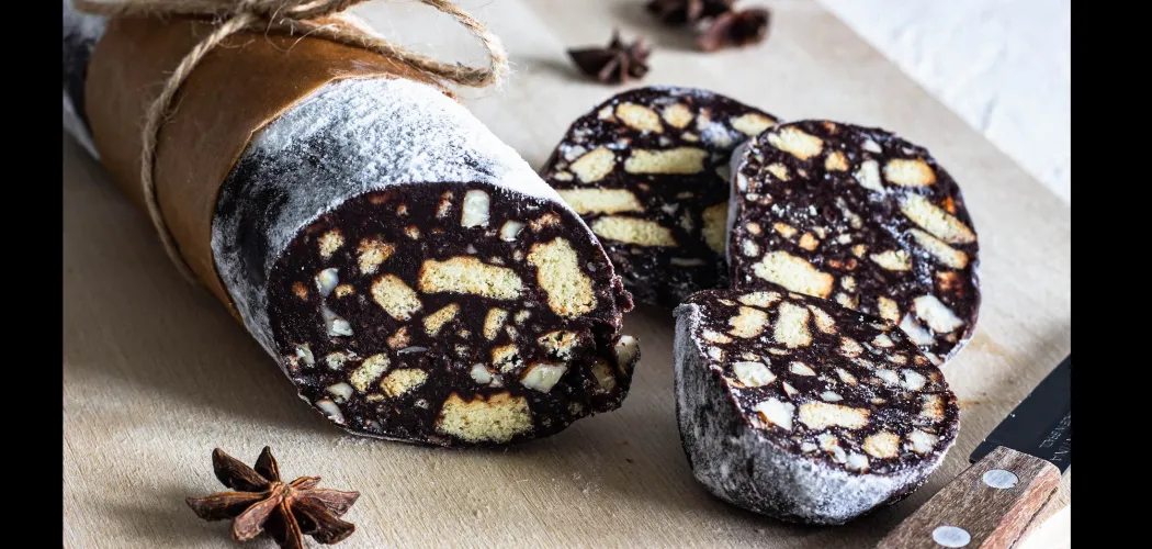 Рецепт: «Шоколадная колбаса из печенья» (десерт без духовки)