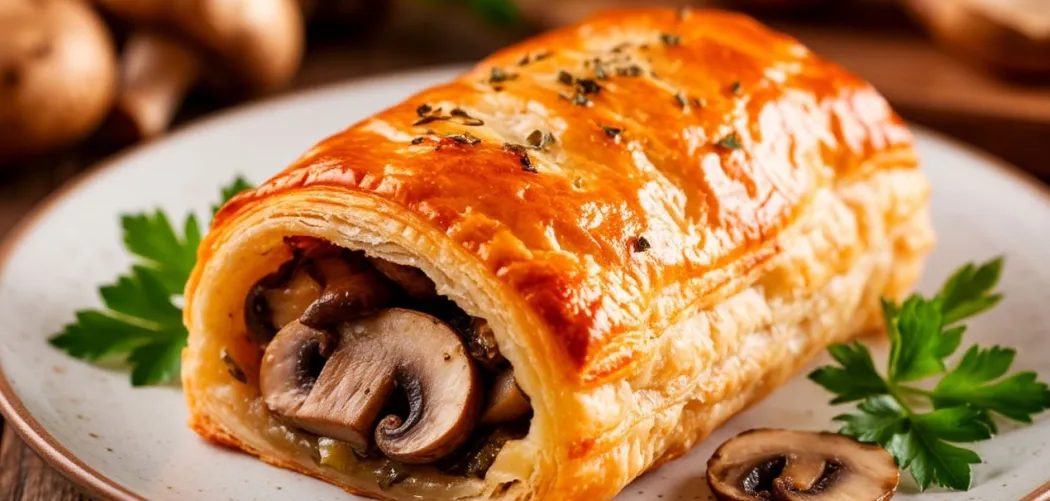 🥐 Рулет из слоёного теста с грибами
